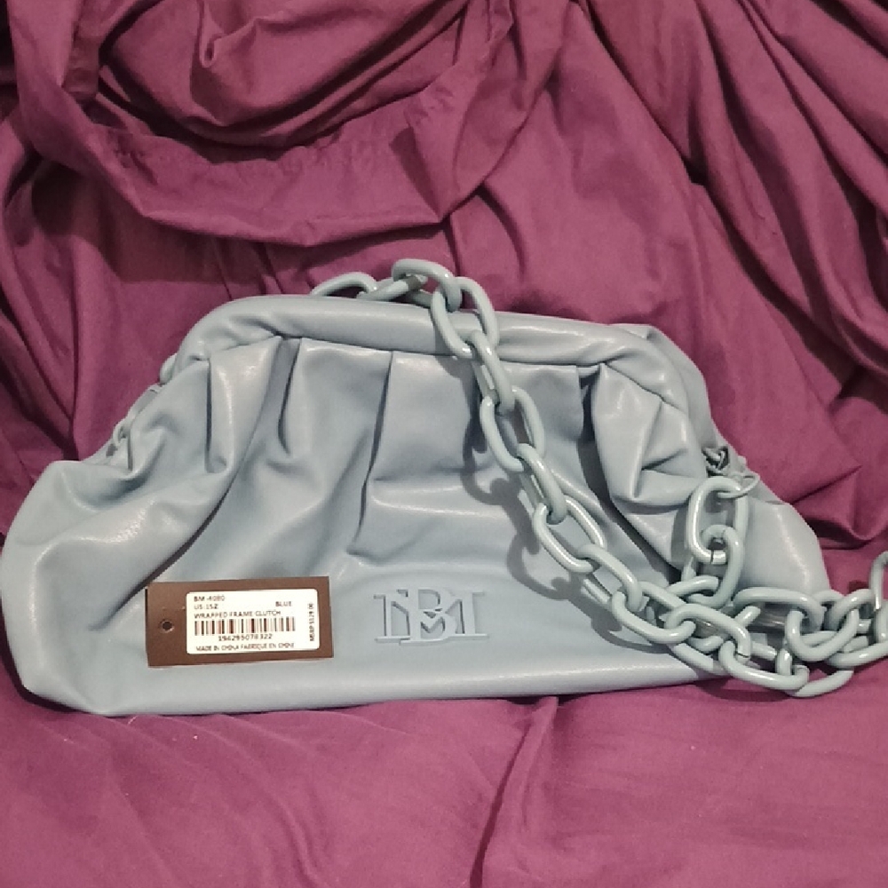 Badgley Mischka Blue Clutch with Chain Strap